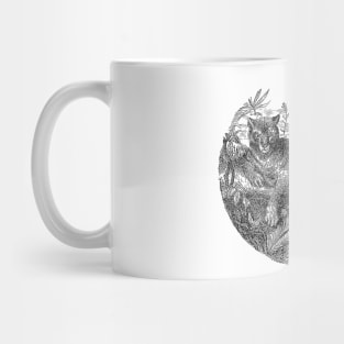 Big Cat Black and White Illustration Mug